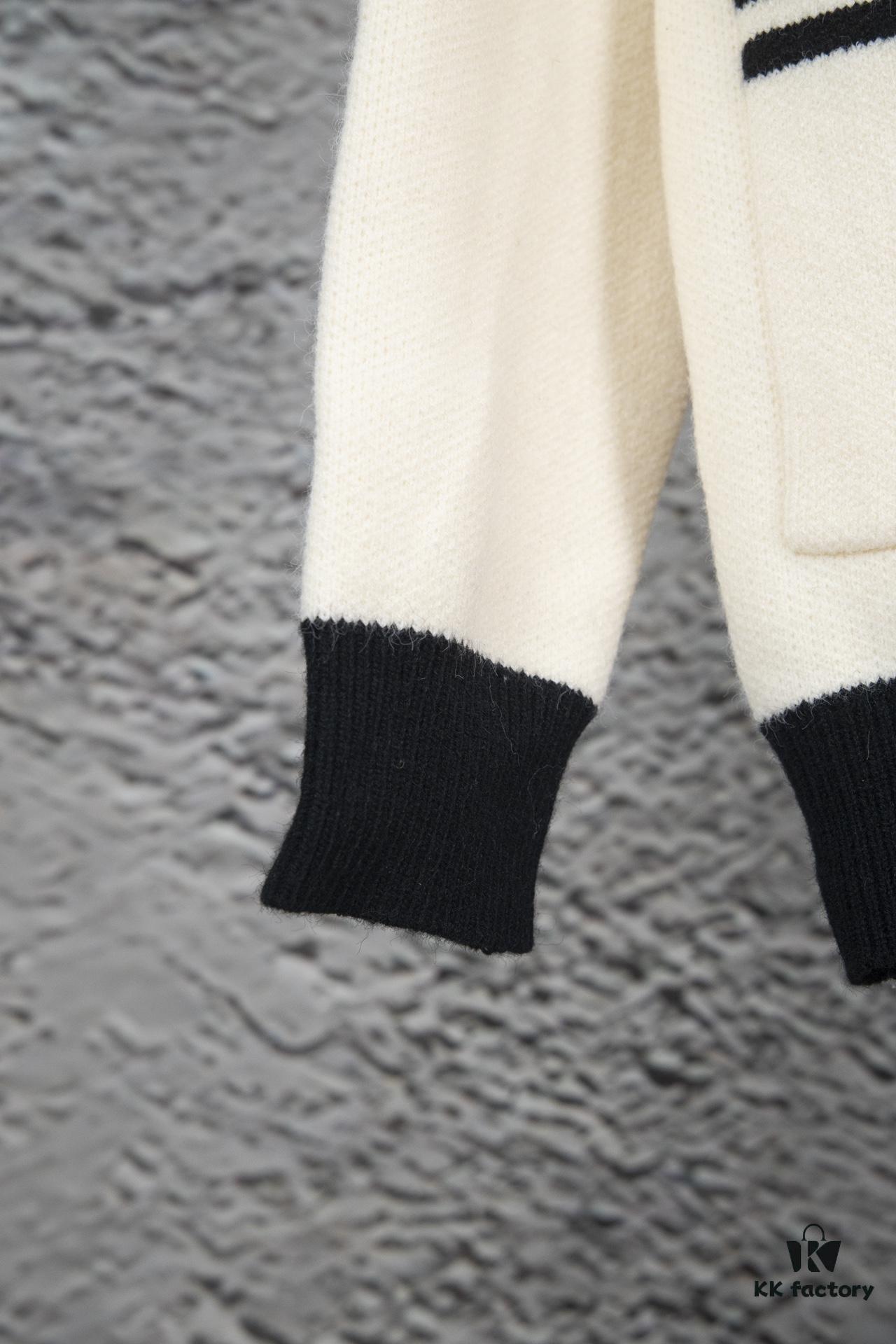 GUCCI Color-Block Button Knit Coat Made of High-End Wool Material