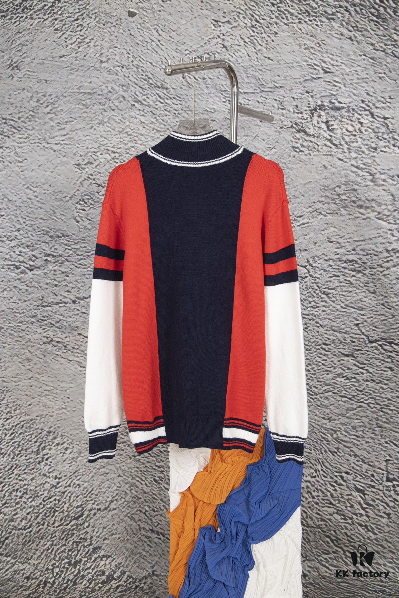 GUCCI Color-Block Knit Zip-Up Jacket with Quilted Design, High-Density Wool Blend, Unisex Style, Premium Craftsmanship