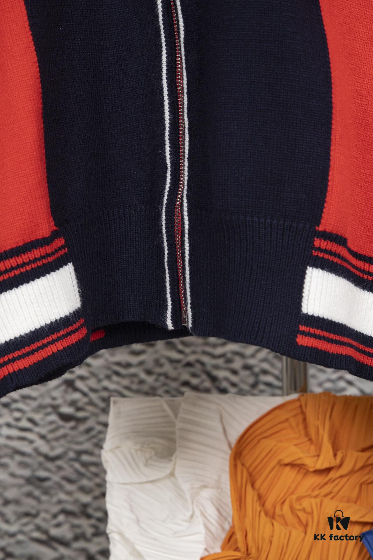 GUCCI Color-Block Knit Zip-Up Jacket with Quilted Design, High-Density Wool Blend, Unisex Style, Premium Craftsmanship