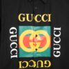 New Gucci Red-Green Double Ring Printed Logo Button-Up Shirt with Checkered Design