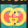 New Gucci Red-Green Double Ring Printed Logo Button-Up Shirt with Checkered Design