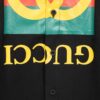 New Gucci Red-Green Double Ring Printed Logo Button-Up Shirt with Checkered Design