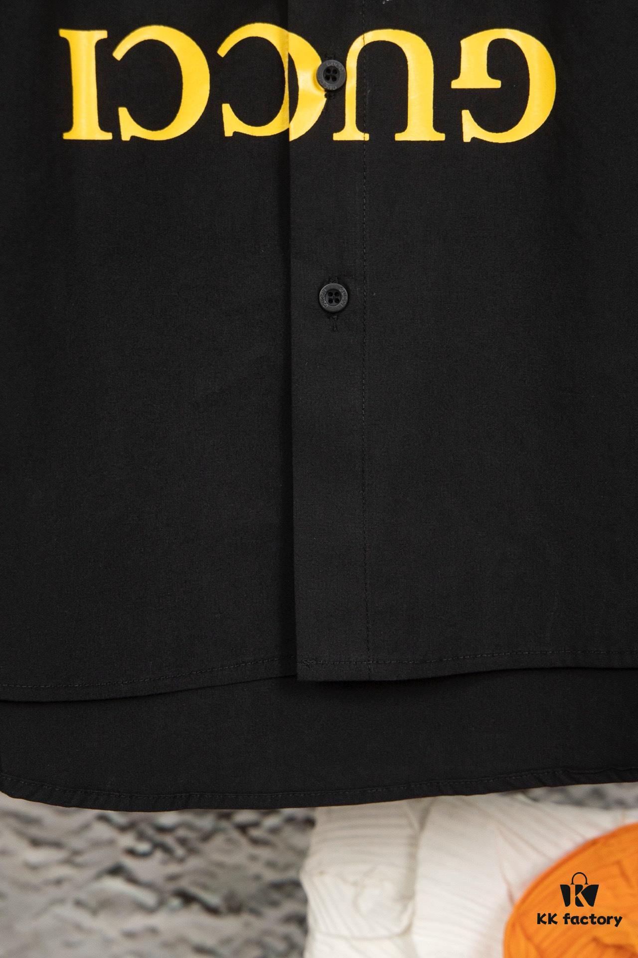 New Gucci Red-Green Double Ring Printed Logo Button-Up Shirt with Checkered Design