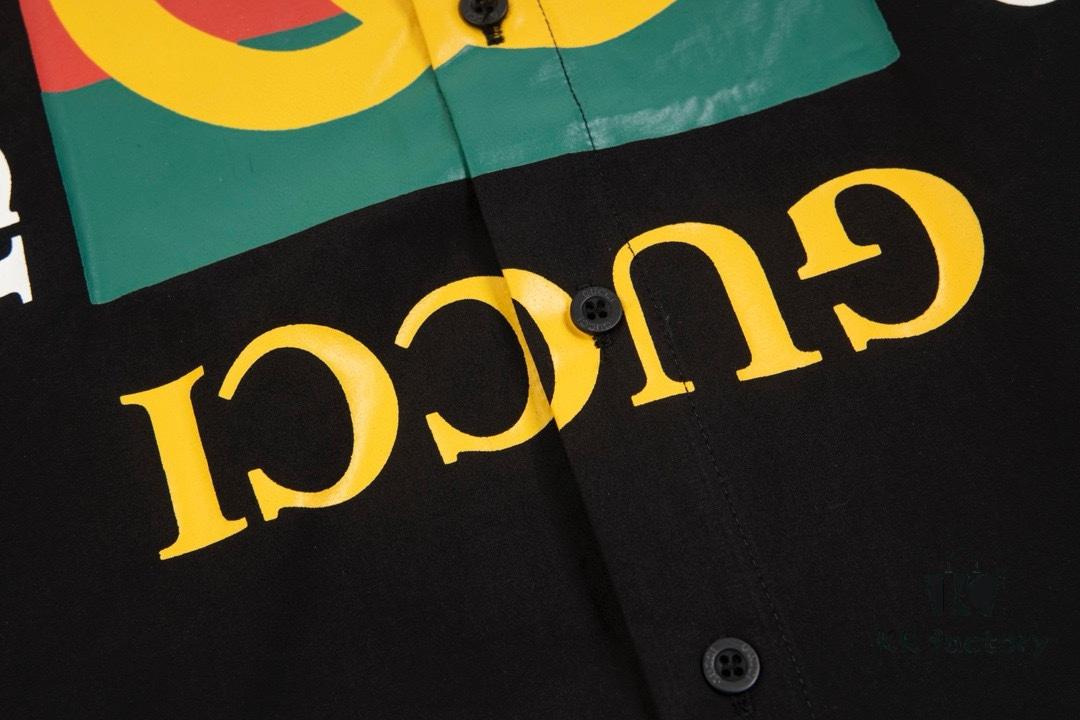 New Gucci Red-Green Double Ring Printed Logo Button-Up Shirt with Plaid Pattern