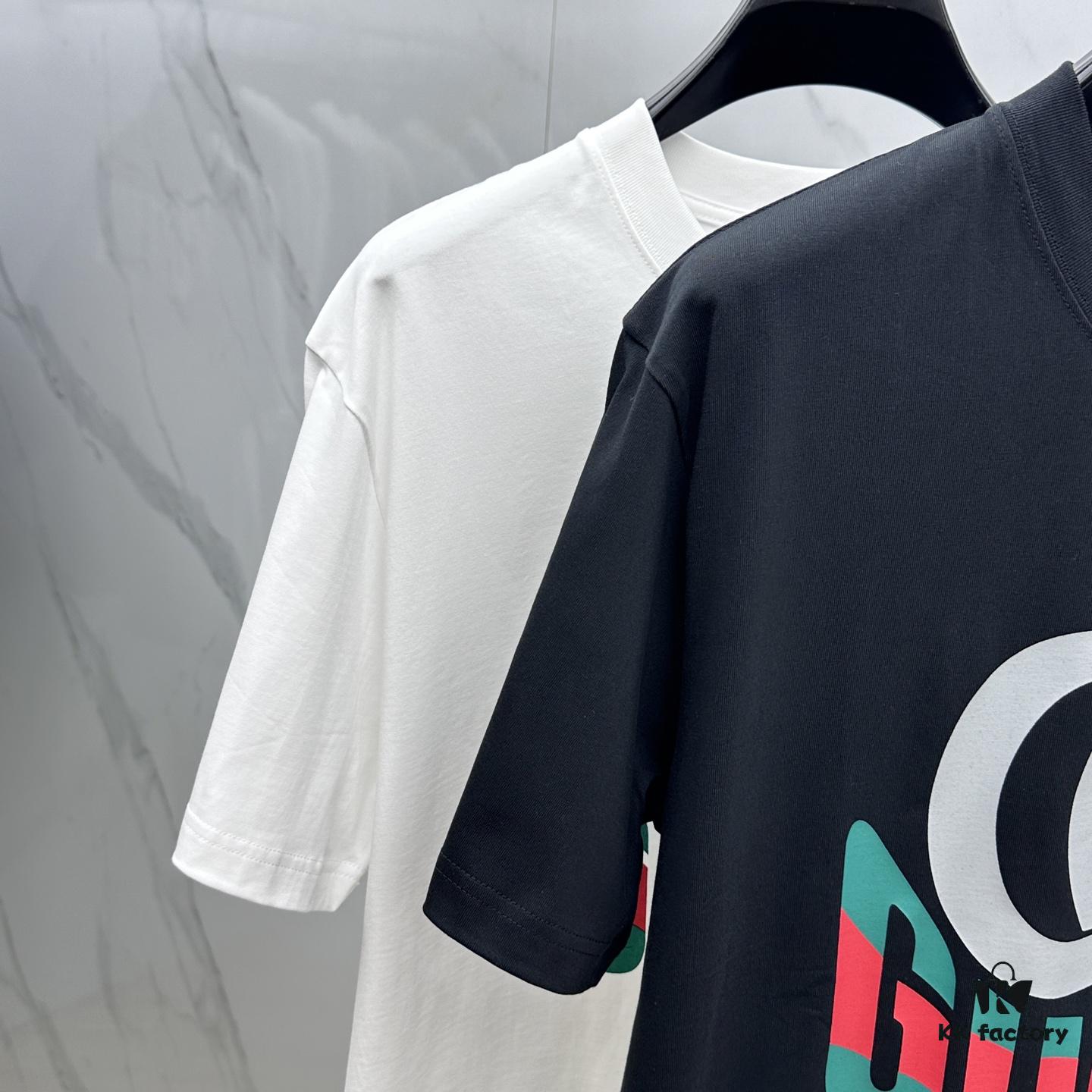 Gucci 2025 FW Spring/Summer New Arrival Round Neck T-Shirt for Layering or Outerwear, 3D Logo Micro-Oversized Short-Sleeve Tee Made of 260g Active Cotton