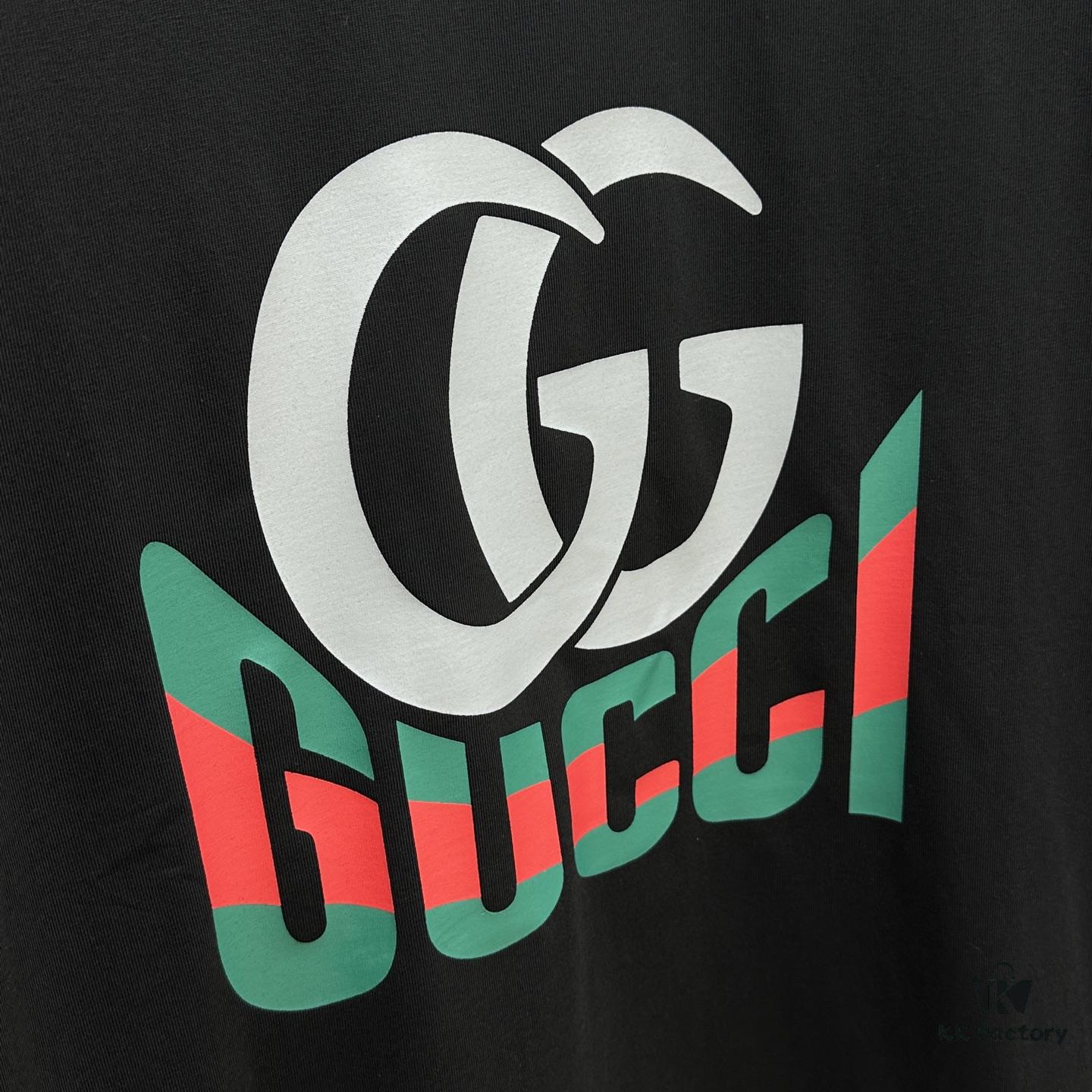Gucci 2025 FW Spring/Summer New Arrival Round Neck T-Shirt for Layering or Outerwear, 3D Logo Micro-Oversized Short-Sleeve Tee Made of 260g Active Cotton