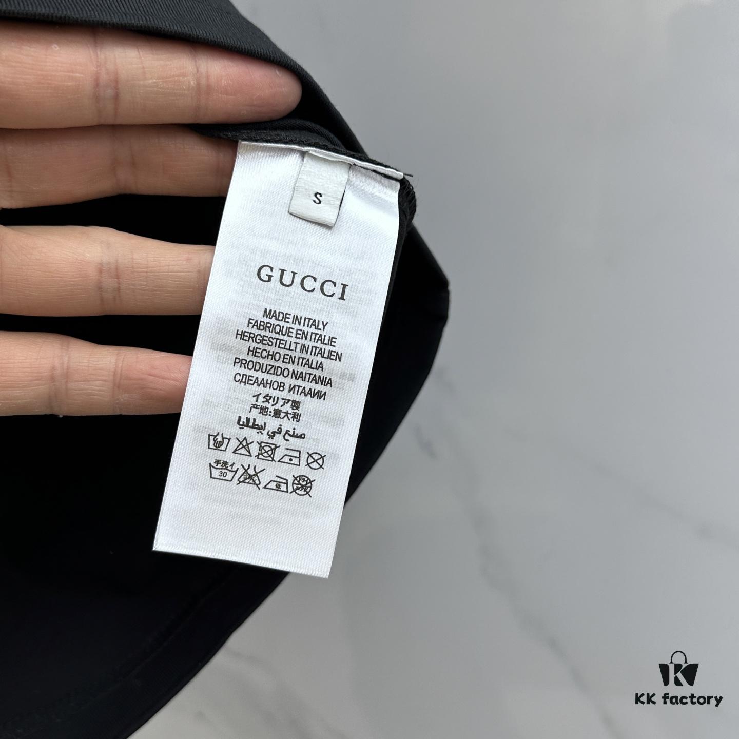 Gucci 2025 FW Spring/Summer New Arrival Round Neck T-Shirt for Layering or Outerwear, 3D Logo Micro-Oversized Short-Sleeve Tee Made of 260g Active Cotton