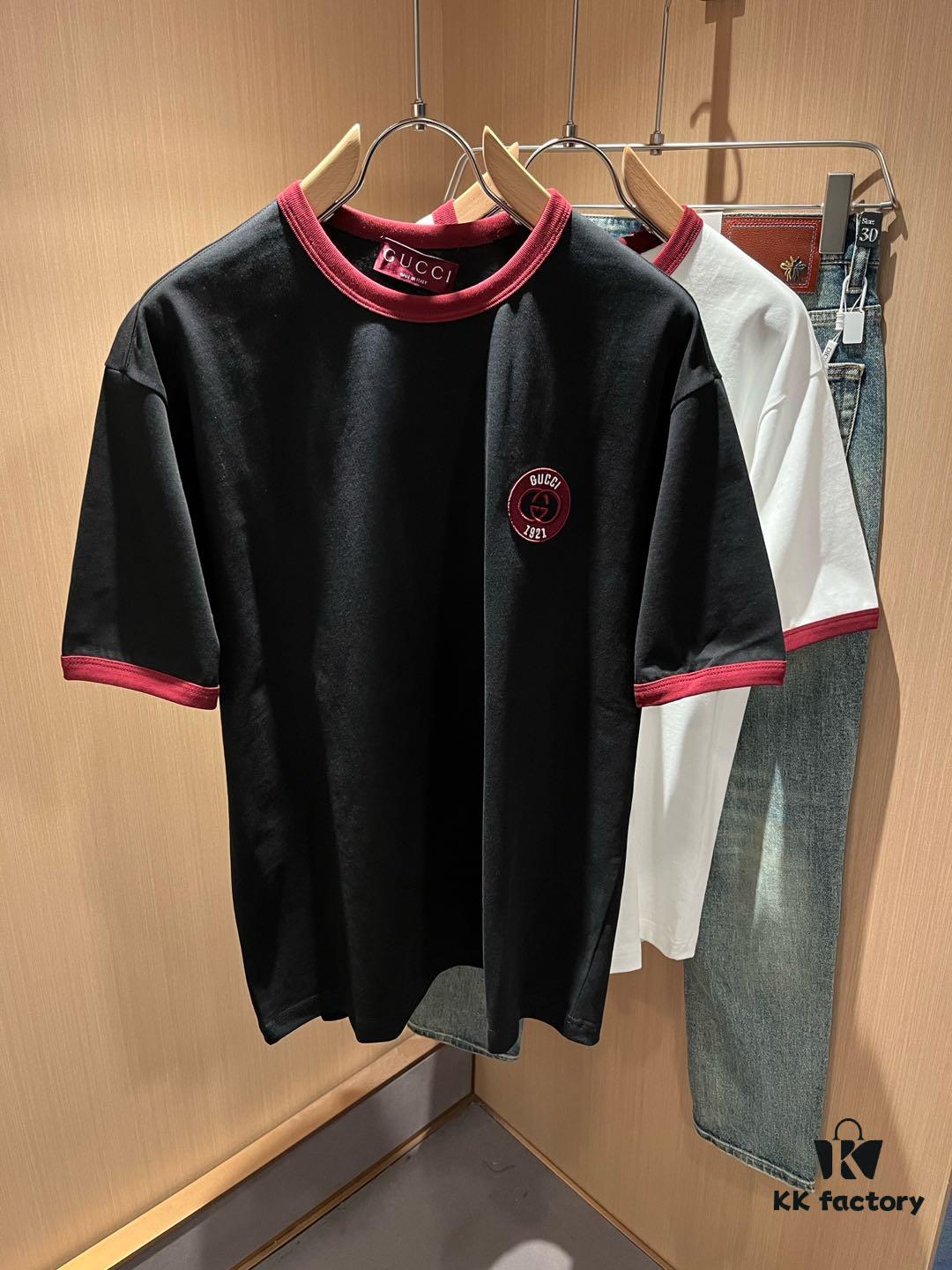 Gucc* 2025 Spring/Summer New Unisex Couple Casual Loose Cotton Round Neck Short Sleeve T-Shirt