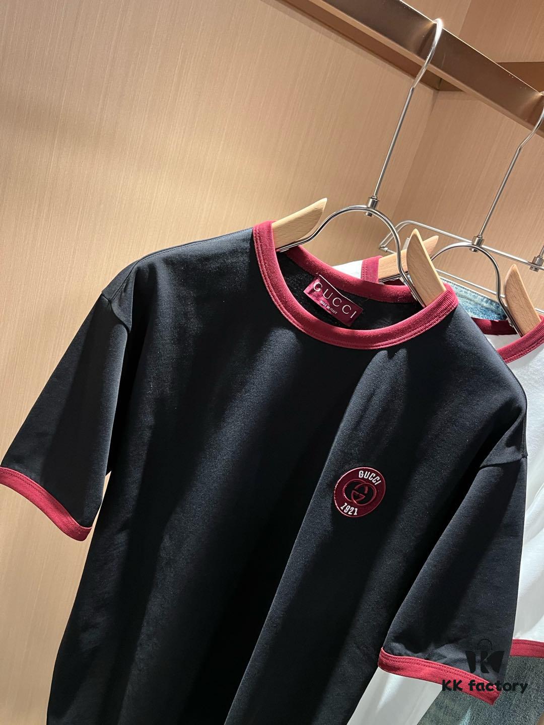 Gucc* 2025 Spring/Summer New Unisex Couple Casual Loose Cotton Round Neck Short Sleeve T-Shirt