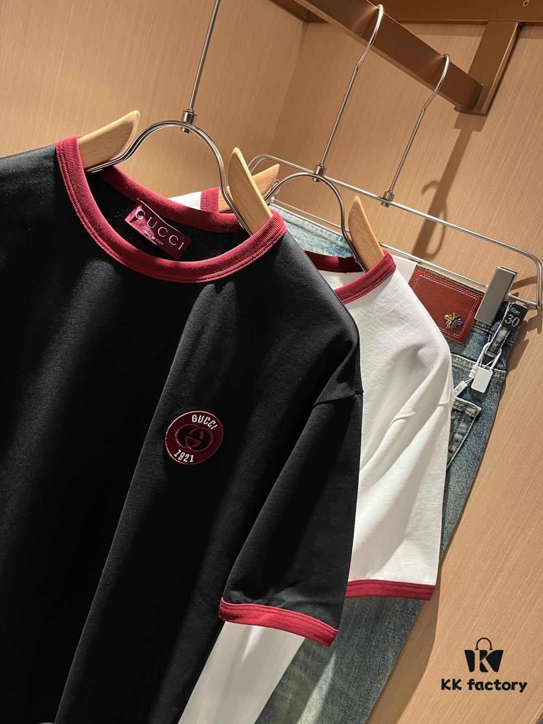 Gucc* 2025 Spring/Summer New Unisex Couple Casual Loose Cotton Round Neck Short Sleeve T-Shirt