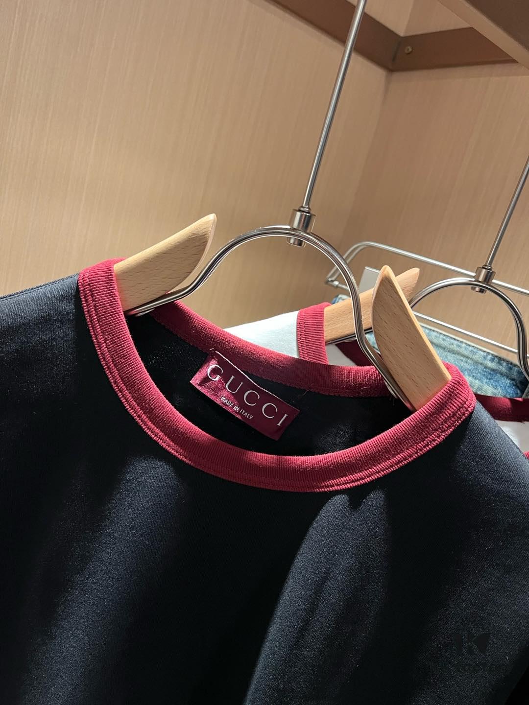 Gucc* 2025 Spring/Summer New Unisex Couple Casual Loose Cotton Round Neck Short Sleeve T-Shirt