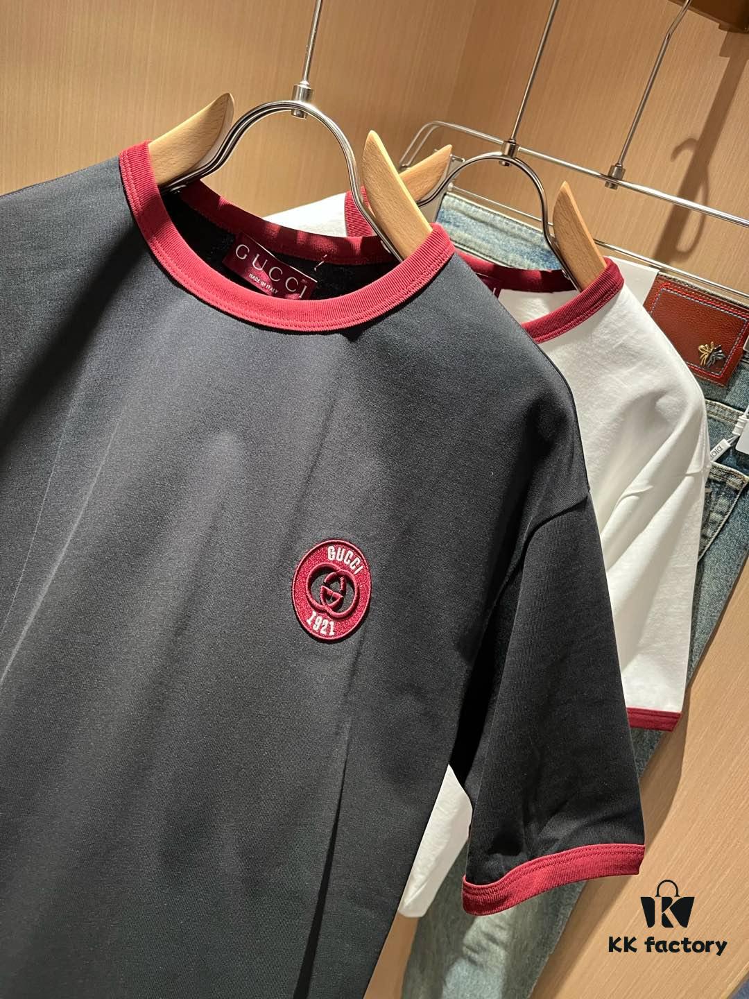 Gucc* 2025 Spring/Summer New Unisex Couple Casual Loose Cotton Round Neck Short Sleeve T-Shirt