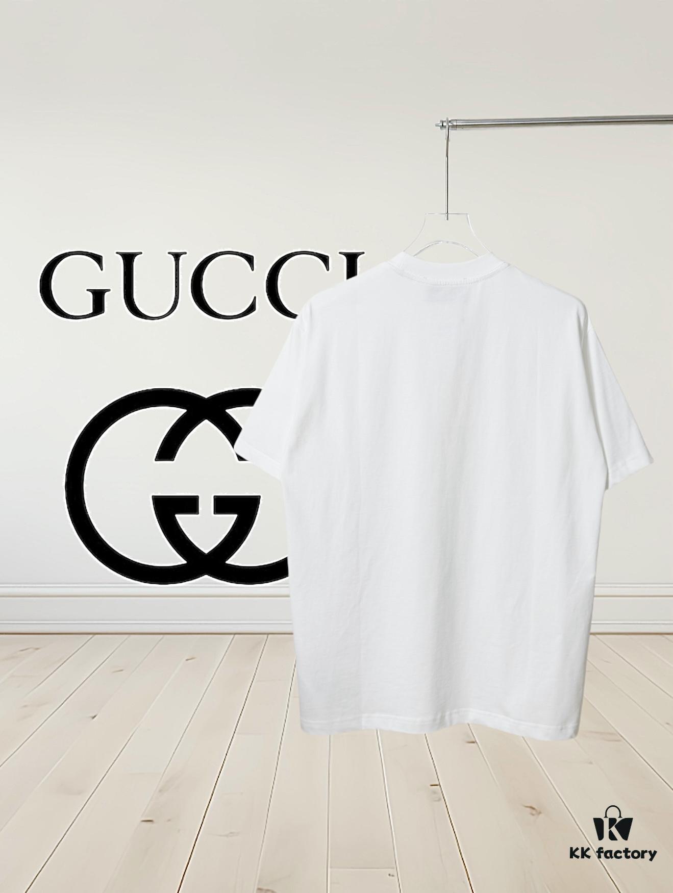 Gucci Vintage Double G Embroidered Pocket Short Sleeve T-Shirt Classic Unisex Casual Cotton Top