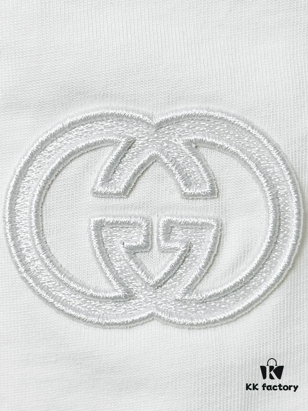 Gucci Vintage Double G Embroidered Pocket Short Sleeve T-Shirt Classic Unisex Casual Cotton Top