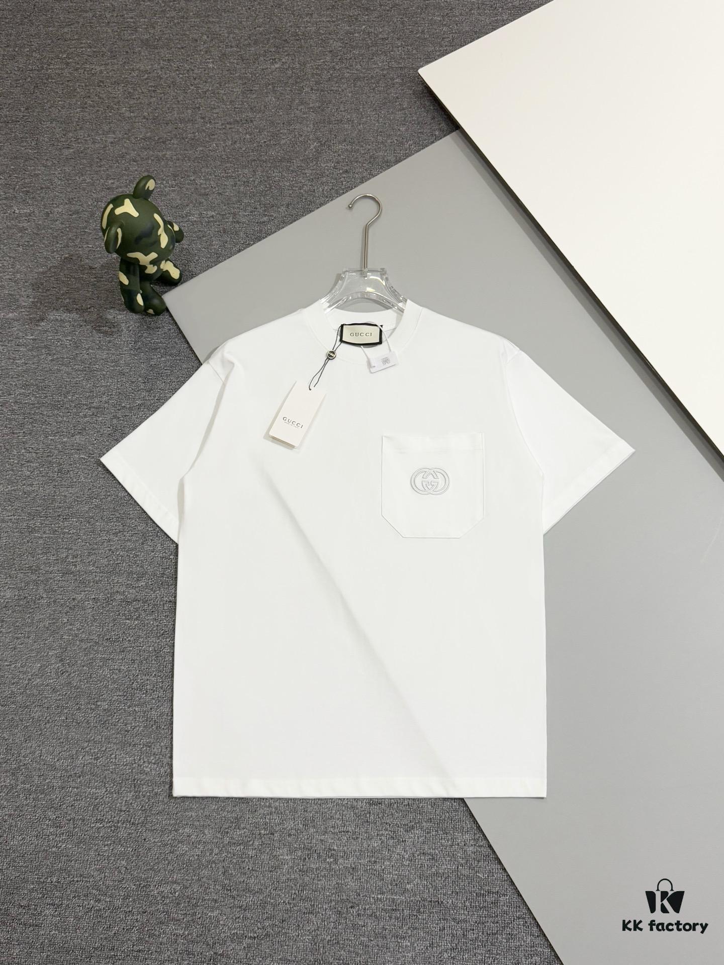 Gucci Double G Embroidered Pocket Short-Sleeve T-Shirt Classic Versatile Youthful Style