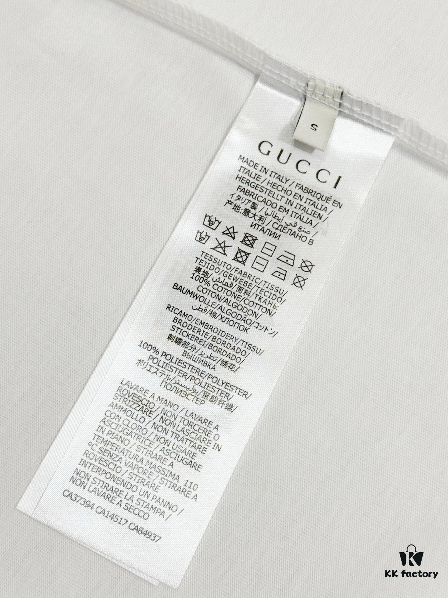 Gucci Vintage Double G Embroidered Pocket Short Sleeve T-Shirt Classic Unisex Casual Cotton Top