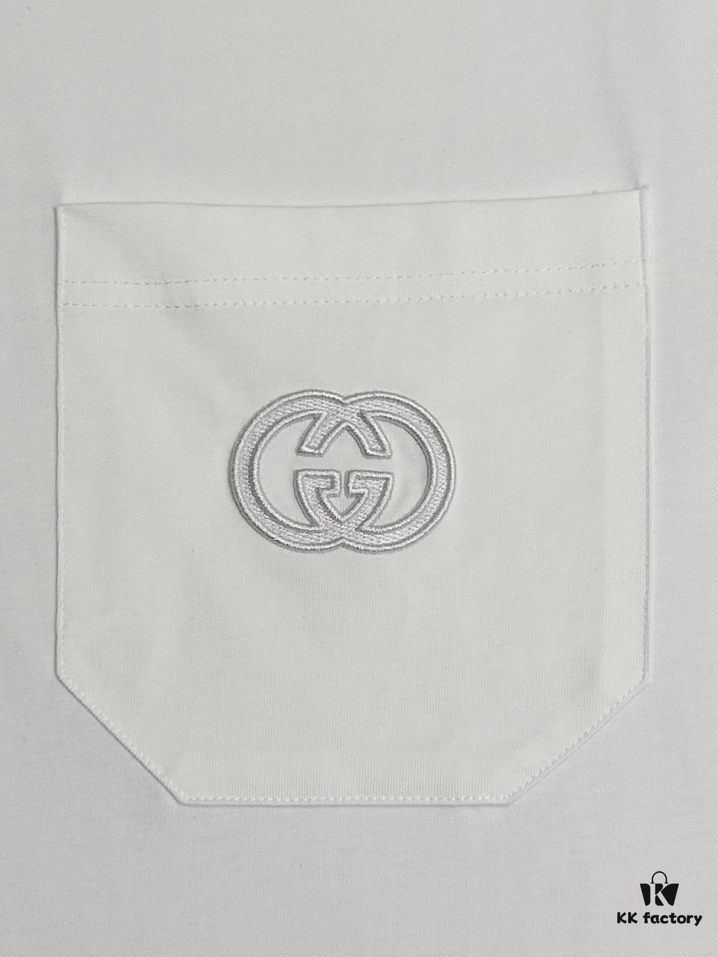 Gucci Double G Embroidered Pocket Short-Sleeve T-Shirt Classic Versatile Youthful Style