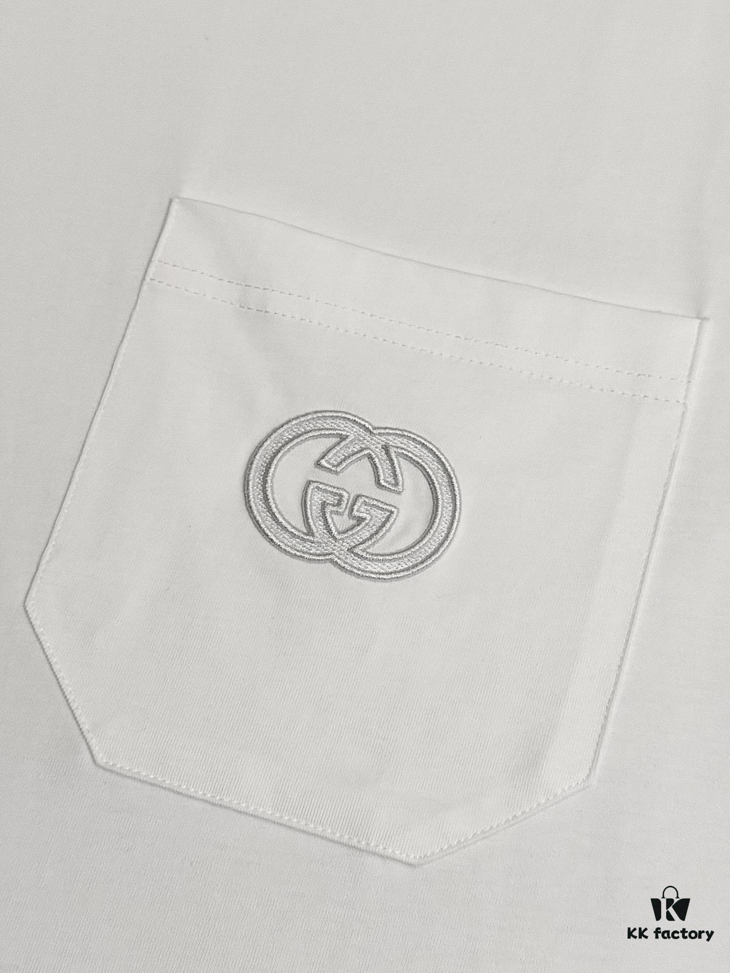Gucci Double G Embroidered Pocket Short-Sleeve T-Shirt Classic Versatile Youthful Style