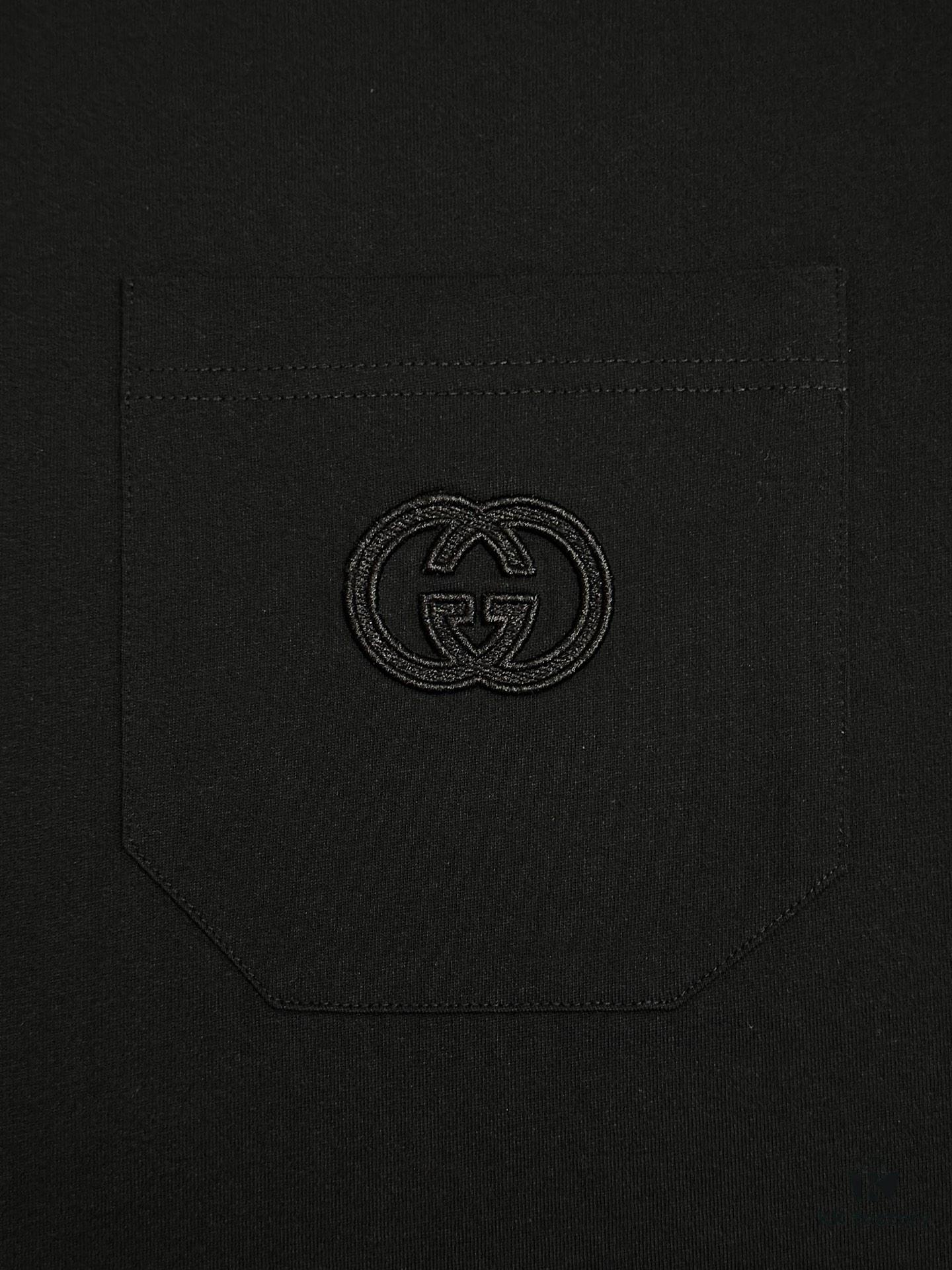 Gucci Classic Short-Sleeve T-Shirt with Double G Embroidered Patch and Pocket, Timeless Versatile Youthful Design