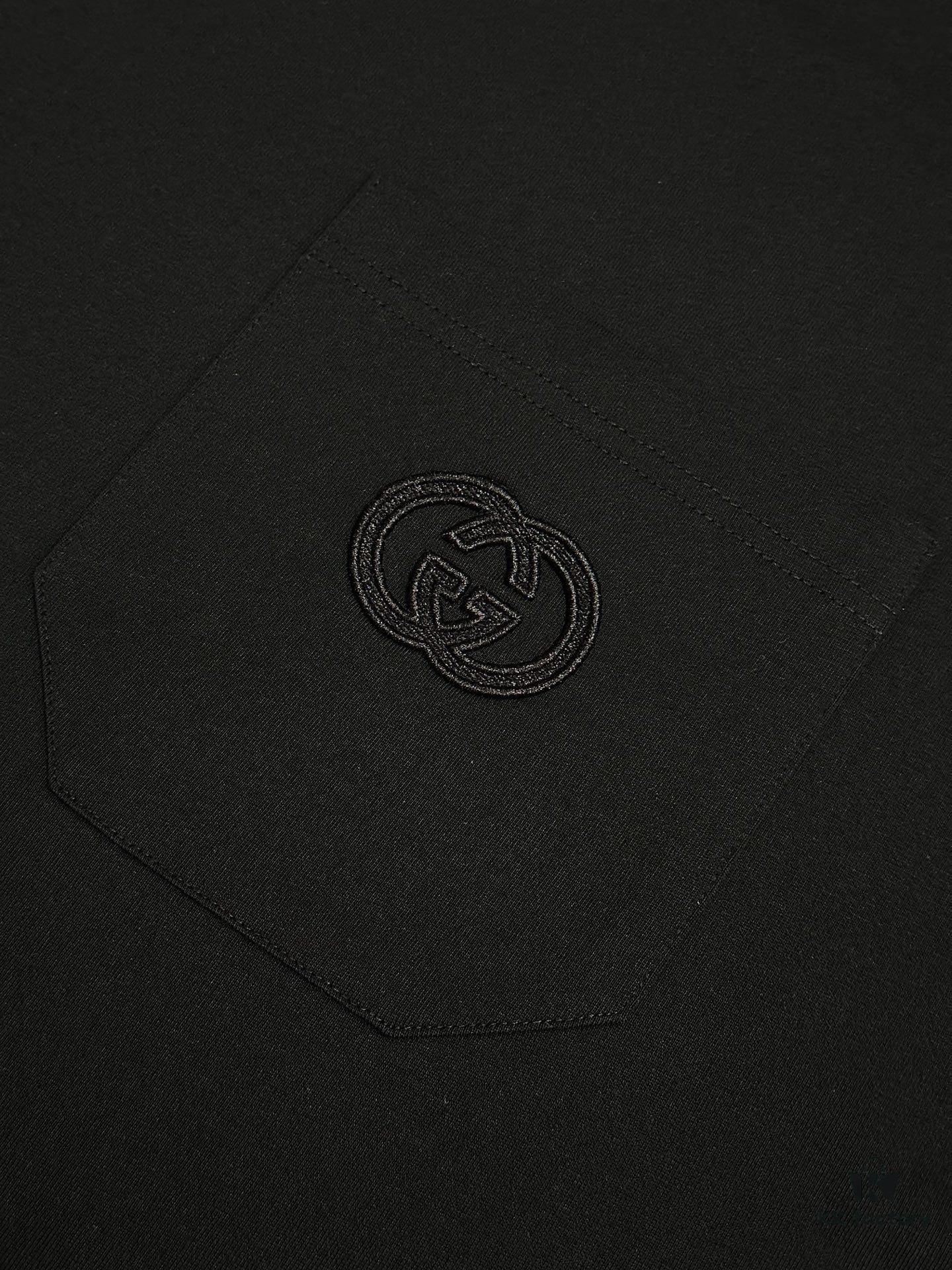 Gucci Classic Short-Sleeve T-Shirt with Double G Embroidered Patch and Pocket, Timeless Versatile Youthful Design