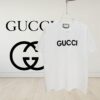 High-End Gucci Round Neck Short Sleeve T-Shirt with Front and Back Embroidered Logo, Premium 280g Double-Yarn Combed Cotton, Pre-Shrunk Washed Fabric, Unisex Fit, Official Website Detailing, Three Labels Complete