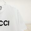 High-End Gucci Round Neck Short Sleeve T-Shirt with Front and Back Embroidered Logo, Premium 280g Double-Yarn Combed Cotton, Pre-Shrunk Washed Fabric, Unisex Fit, Official Website Detailing, Three Labels Complete