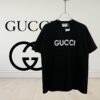 High-End Gucci Round Neck Short Sleeve T-Shirt with Front and Back High-Stitch Embroidered Logo, 280g Double-Yarn Premium Combed Cotton, Pre-Shrunk Washed Fabric, No Deformation, Unisex Design, Official Website Details, Three Labels Included, Moisture-Proof Paper Packaging, Distinct from Market Standard Products, Comfortable Fit with OXS Silhouette