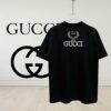 High-End Gucci Round Neck Short Sleeve T-Shirt with Front and Back High-Stitch Embroidered Logo, 280g Double-Yarn Premium Combed Cotton, Pre-Shrunk Washed Fabric, No Deformation, Unisex Design, Official Website Details, Three Labels Included, Moisture-Proof Paper Packaging, Distinct from Market Standard Products, Comfortable Fit with OXS Silhouette