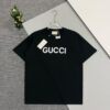 High-End Gucci Round Neck Short Sleeve T-Shirt with Front and Back High-Quality Jump Stitch Embroidery, 280g Double-Yarn Heavyweight 100% Combed Cotton, Pre-Shrunk Washed Fabric, No Deformation, Unisex Design with Official Logo Embroidery, Patch on Back, Complete Three Labels, Moisture-Proof Paper Packaging, Distinct from Market Standard Goods, Comfortable Fit with OXS Silhouette