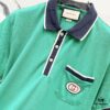 GUCCI Men's Polo Shirt with Notched Lapel, Color-Block Collar and Embroidered GG Logo