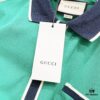 GUCCI Men's Polo Shirt with Notched Lapel, Color-Block Collar and Embroidered GG Logo
