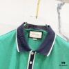 GUCCI Men's Polo Shirt with Notched Lapel, Color-Block Collar and Embroidered GG Logo