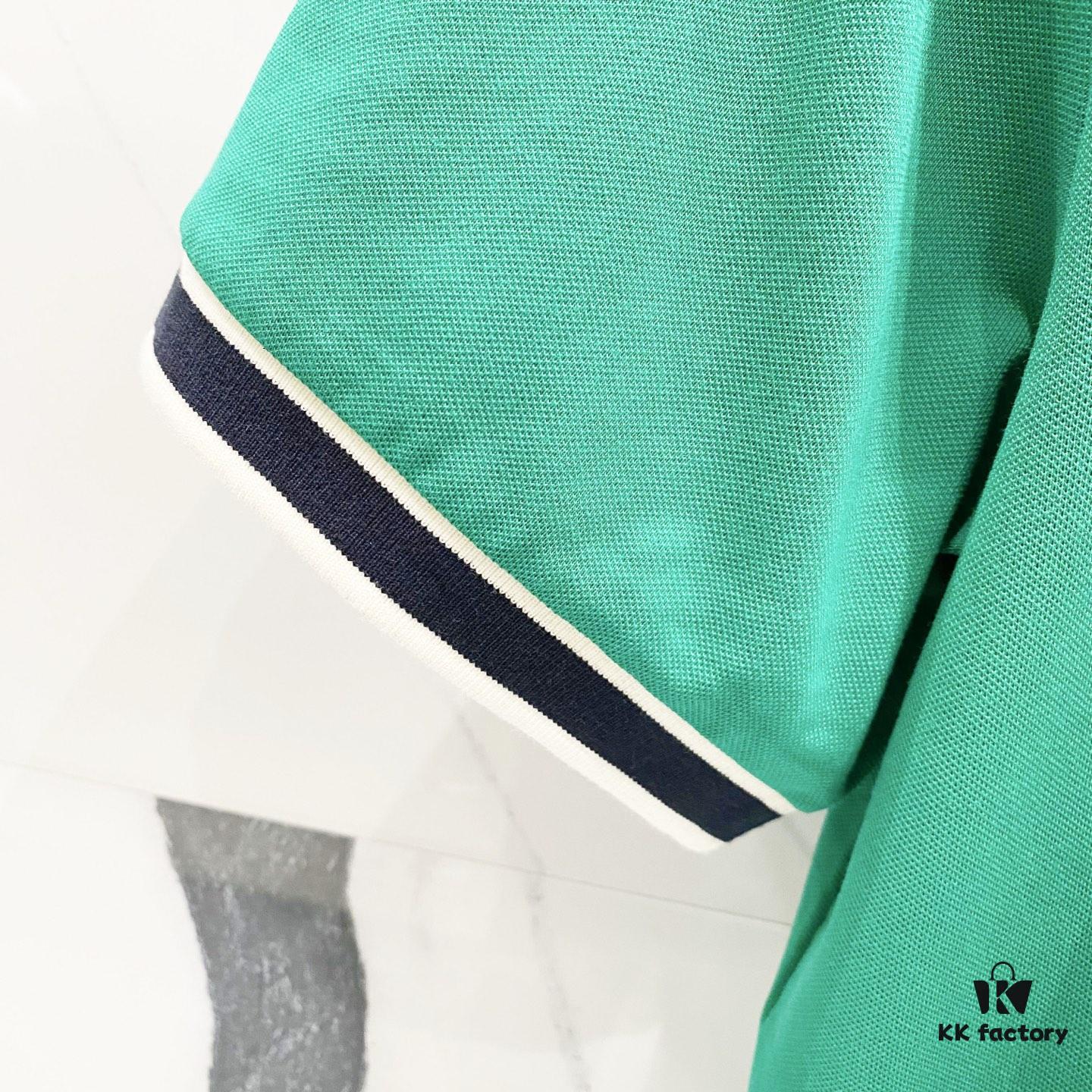 GUCCI Men's Polo Shirt with Notched Lapel, Color-Block Collar and Embroidered GG Logo