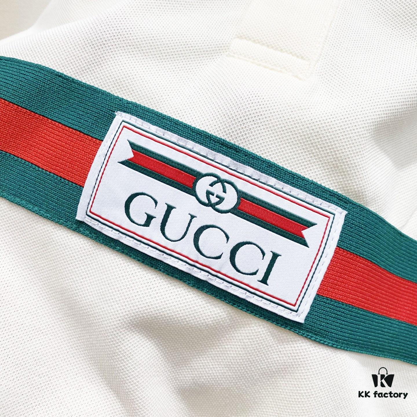 GUCCI Lapel Polo Shirt with Red and Green Logo Belt Design