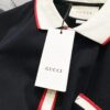 GUCCI Men's Polo Shirt with Notched Lapel, Color-Blocked Collar, and Embroidered GG Logo
