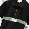 GUCCI Men's Polo Shirt with Notched Collar and Red-Green Web Stripe Logo Design