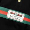 GUCCI Men's Polo Shirt with Notched Collar and Red-Green Web Stripe Logo Design