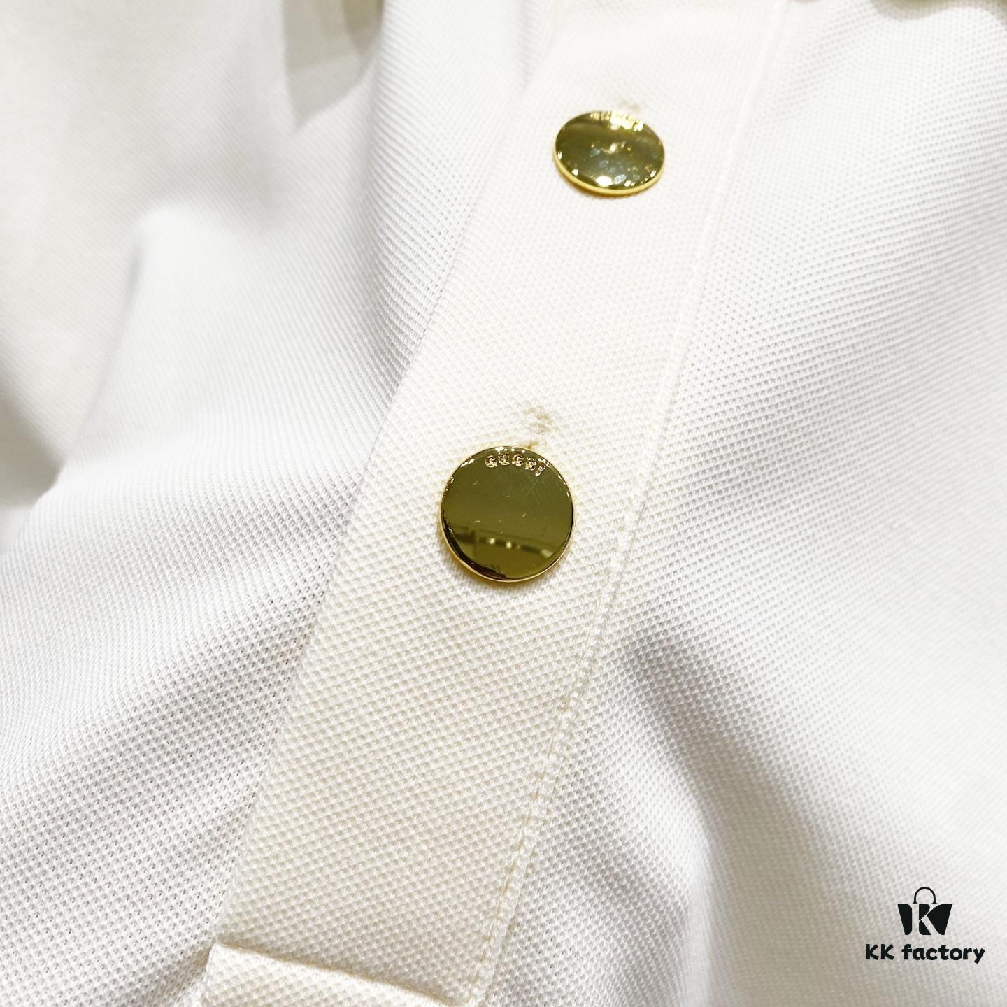 GUCCI Lapel Polo Shirt with Red and Green Logo Belt Design