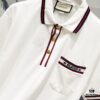 GUCCI Men's Polo Shirt with Lapel, Embroidered Logo, Color-Block Striped Pocket Design