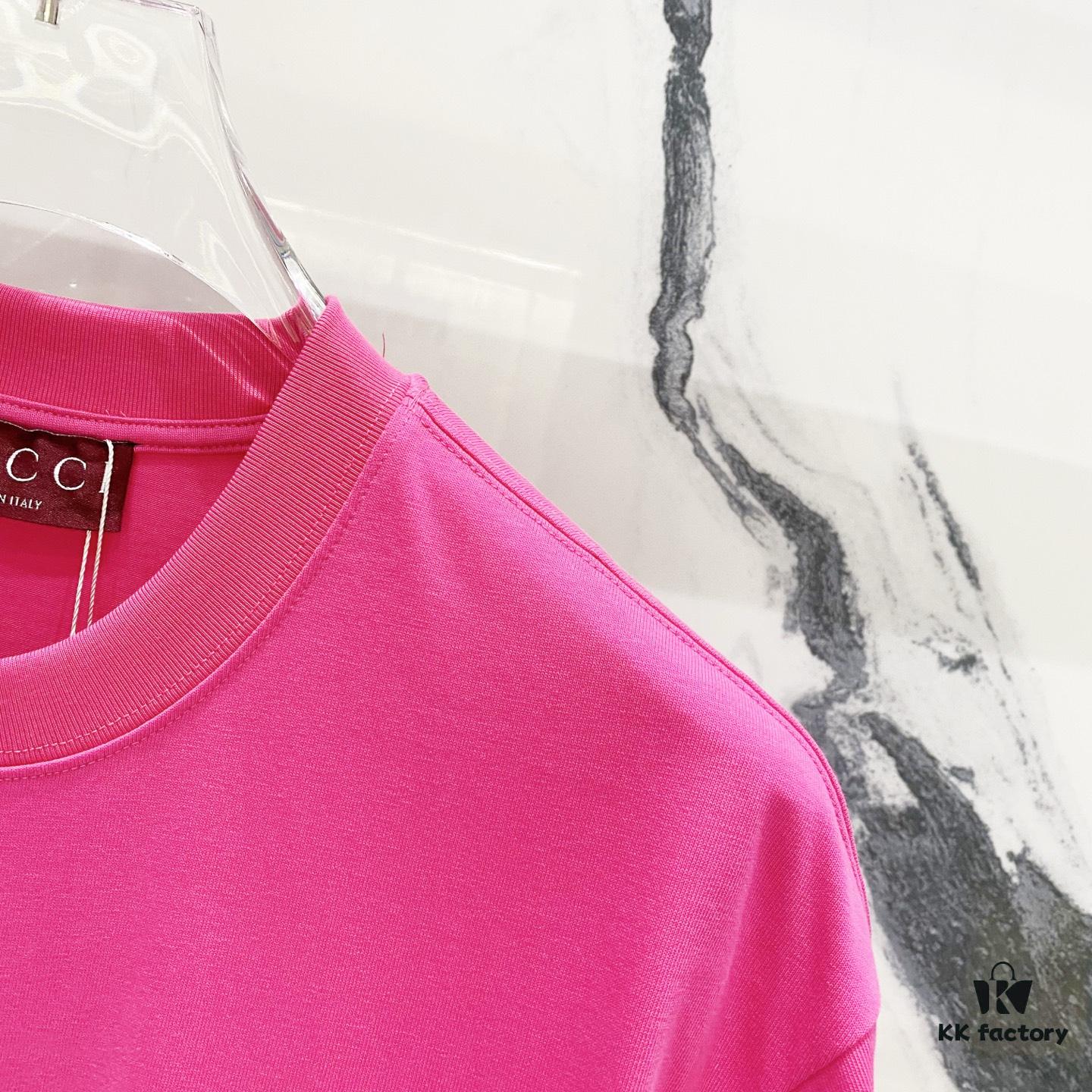 GUCCI Crew Neck Short Sleeve T-Shirt 320g with Embroidered Double G Logo