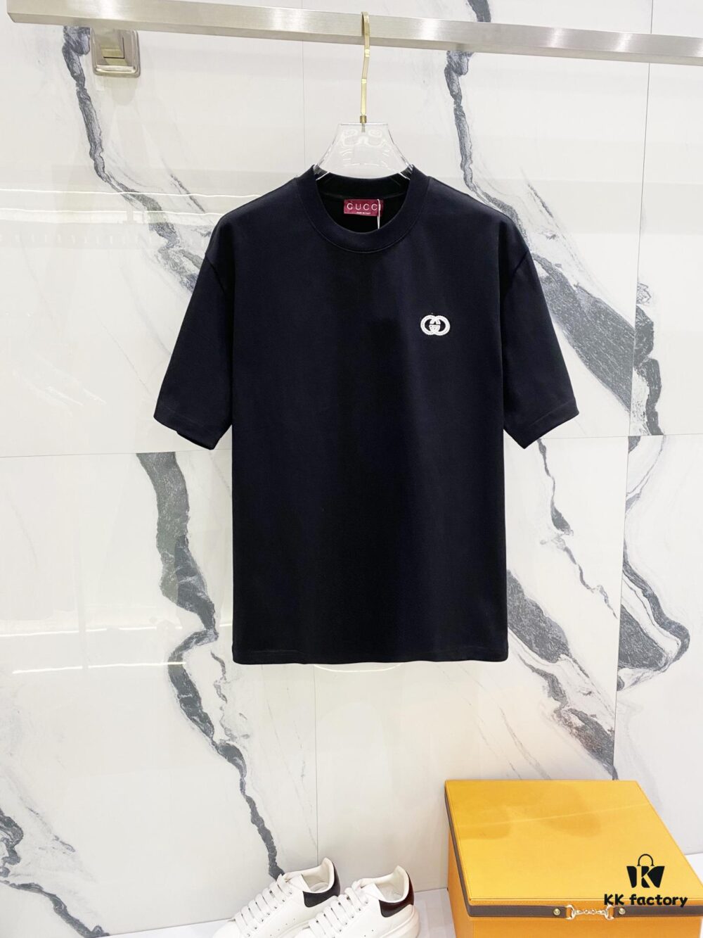 GUCCI Crew Neck Short Sleeve T-Shirt 320g with Embroidered Double G Logo