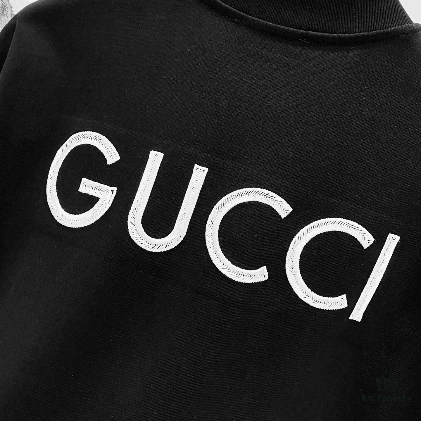 GUCCI Crew Neck Short Sleeve T-Shirt 320g with Embroidered Double G Logo