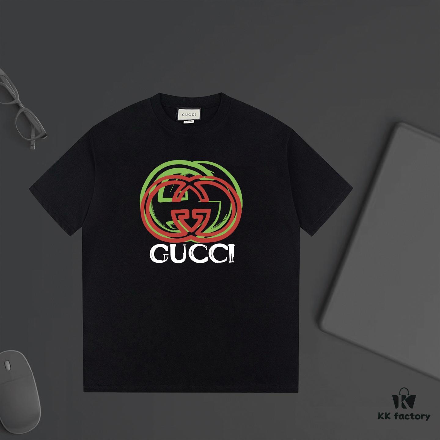 GUCCI New Arrival Letter Color-Block Printed T-Shirt