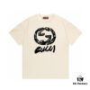 2025 Summer New Arrival Gucci Abstract Double G Logo Print 300g Combed Cotton Round Neck Short Sleeve T-Shirt Unisex
