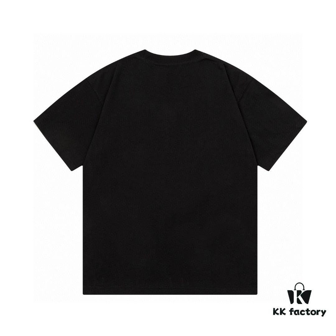 2025 Summer New Arrival Gucci Collaborative Balenciaga Striped Code Letter Logo Print 300g Combed Cotton Crew Neck Short Sleeve T-Shirt Unisex