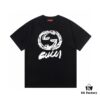 2025 Summer New Arrival Gucci Abstract Double G Logo Print 300g Combed Cotton Crew Neck Short Sleeve T-Shirt Unisex