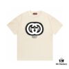2025 Summer New Arrival Gucci Double G Logo Print 300g Combed Cotton Round Neck Short Sleeve T-Shirt Unisex