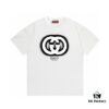 2025 Summer New Arrival Gucci Double G Logo Print 300g Combed Cotton Round Neck Short Sleeve T-Shirt Unisex