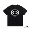 2025 Summer New Gucci GUCCI Double G Letter Logo Print 300g Combed Cotton Round Neck Short Sleeve T-Shirt Unisex