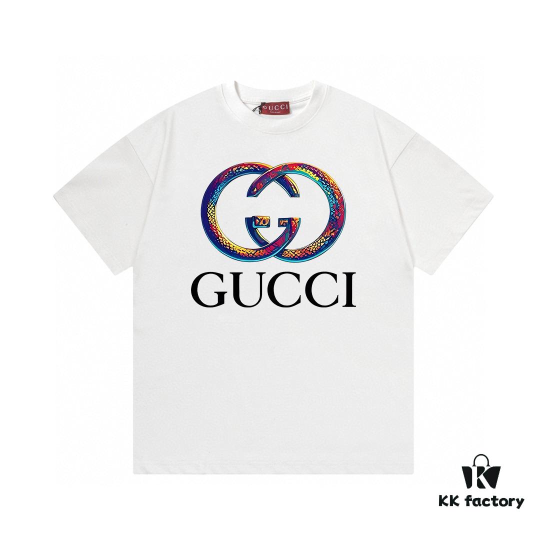 2025 Summer New Gucci Snake Year Limited Edition Double G Snake Pattern Letter Logo Print 300g Combed Cotton Round Neck Short Sleeve T-Shirt Unisex